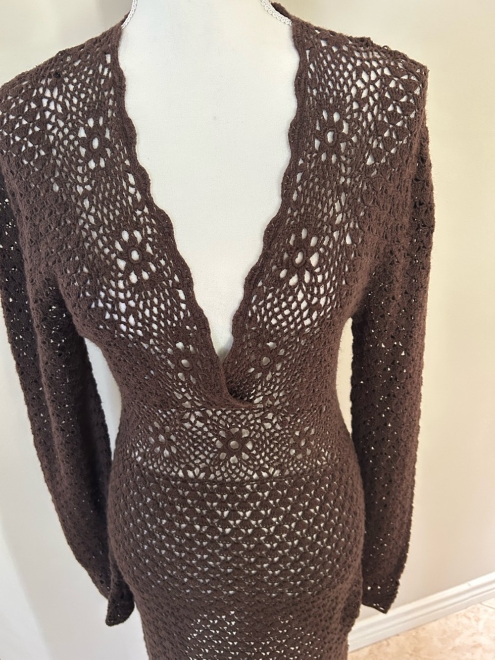 Michael Kors Crocheted Long Sleeve Dress Cover Up - Picture 3 of 10